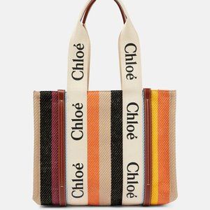 CHLOÉ Woody Medium canvas tote Multicolor